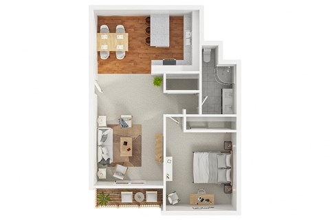 Floor plan for 1 bed, 1 bath, 817 sqft
